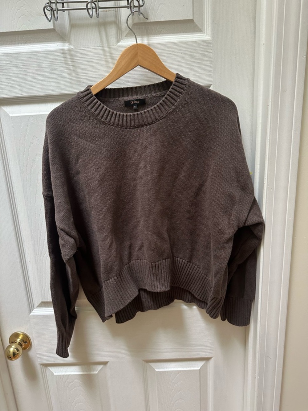 Quince organic cotton boyfriend  Crewneck Sweater chocolate Brown xl - Picture 2 of 7